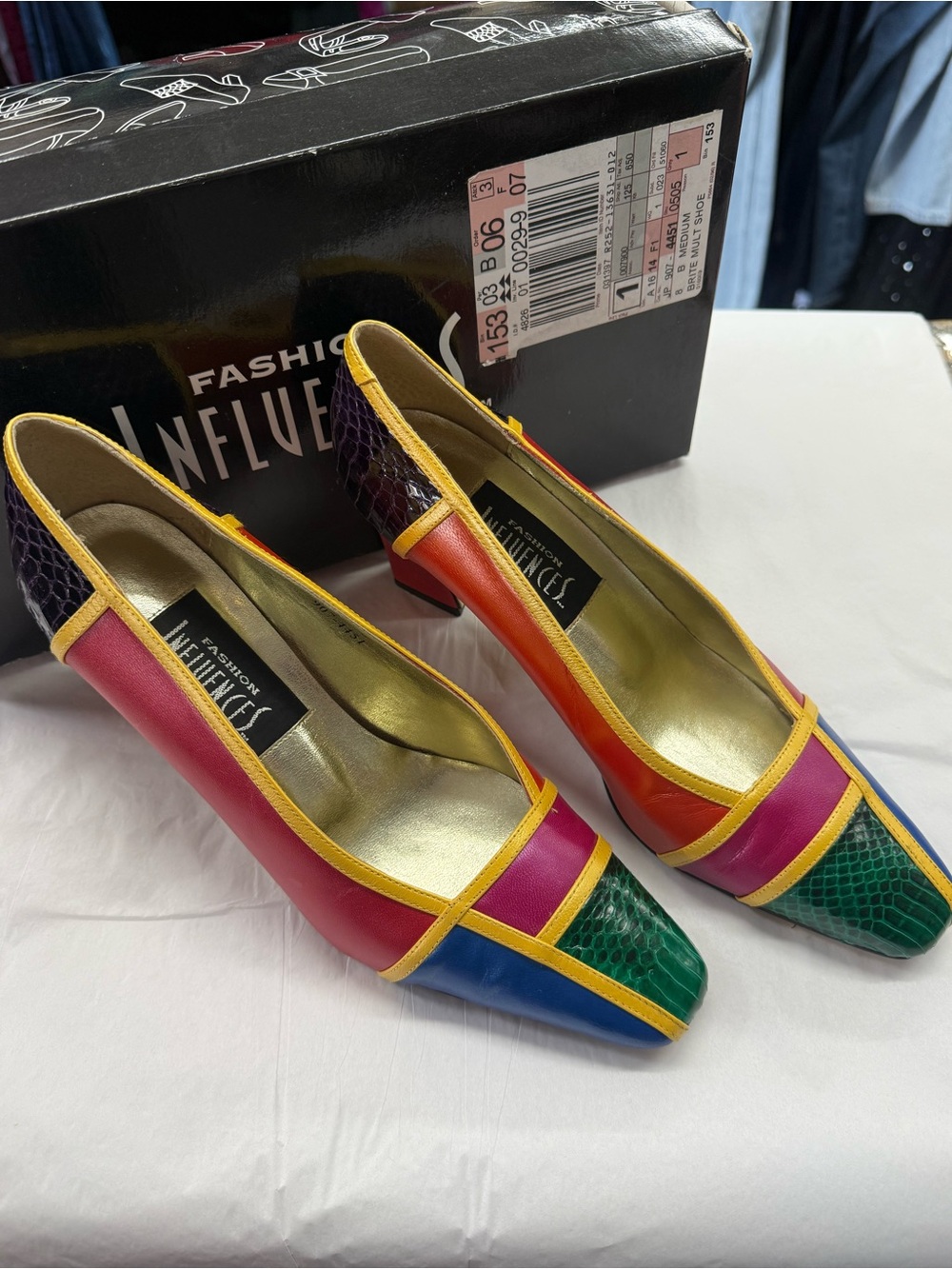 Vintage Fashion Influences Colorblock Leather Pumps 3” Heels Size 8